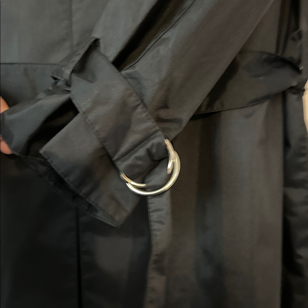 Shiny Black Belted Trench Rain Coat Vintage 90’s Crest Hollow  women’s size 11‎ - Picture 5 of 9